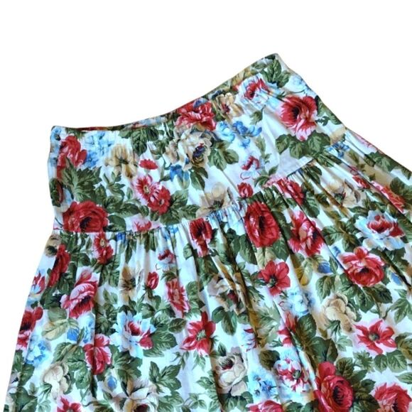 VTG 90s Colorful Floral High Waist Pull On Pleated Midi Skirt *fits like Med - Picture 13 of 16